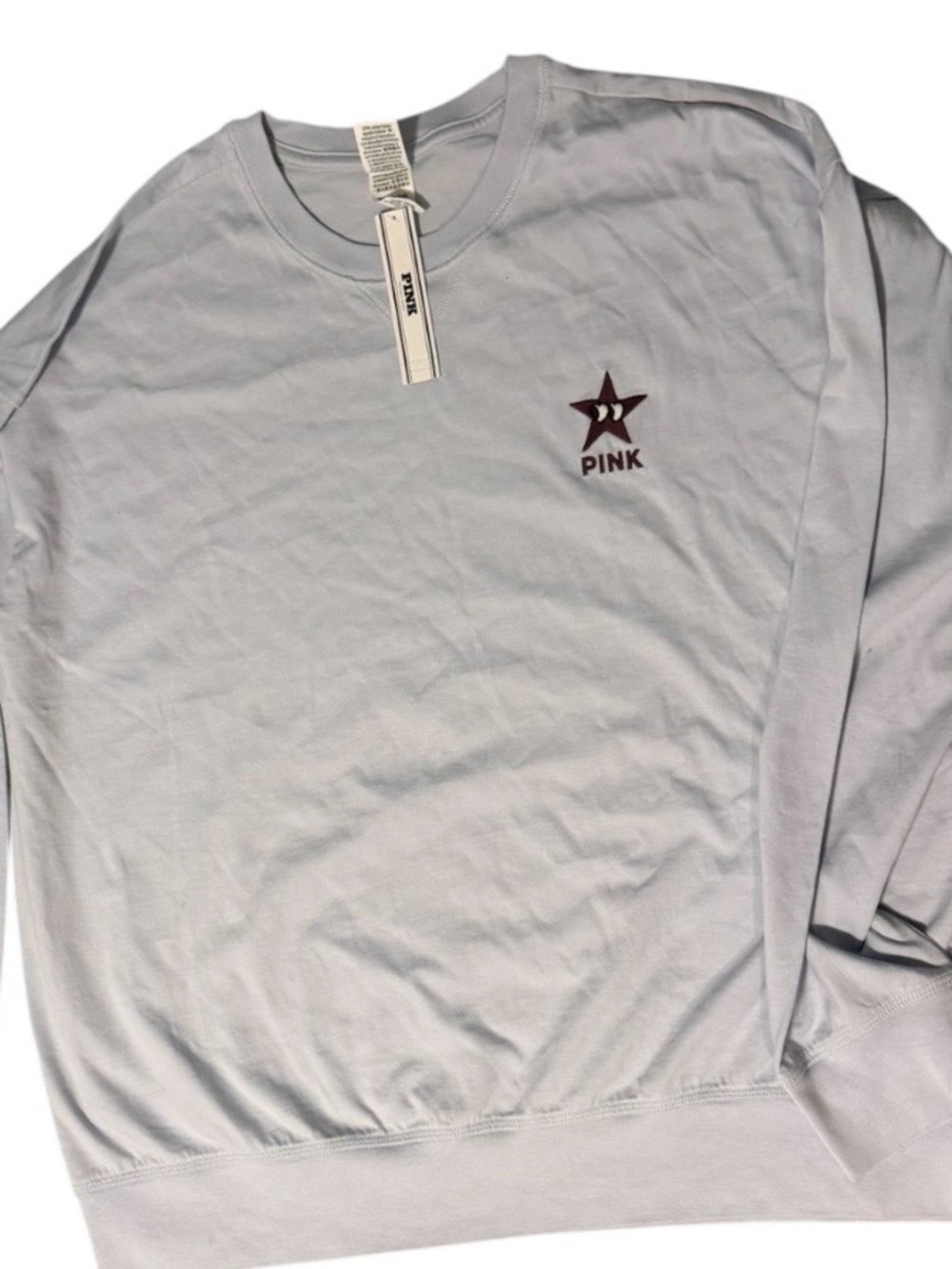 Victoria's Secret PINK Light Blue Crewneck with Burgundy Star